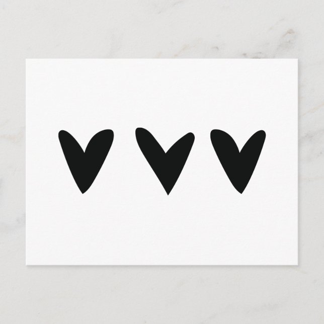 Kort med tre söta svarta hjärtan (Framsida)