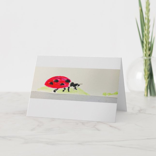 Kort med vattenfärg på Giant Ladybug! (Framsida)