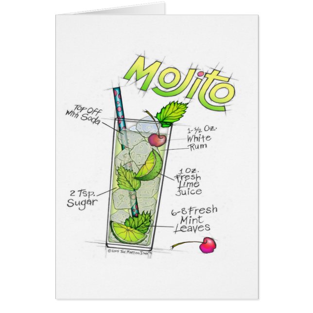 KORT - MOJITO RECIPE COCKTAIL ART (Framsidan)