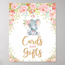 Kort och Blommigt för skyltskylt Elephant Baby Sho Poster