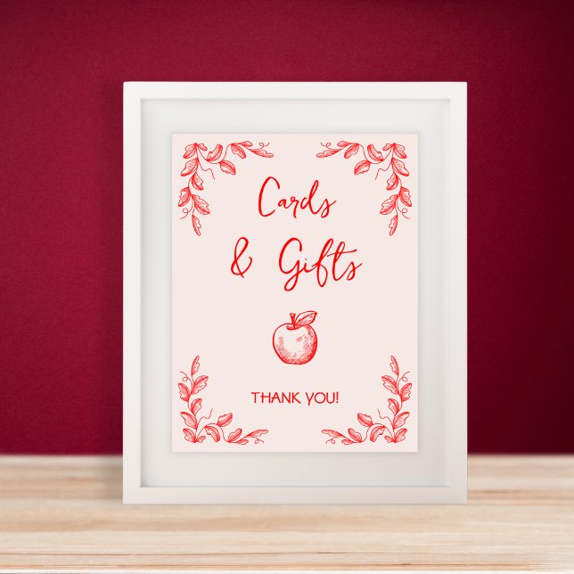 Kort och gåvor Apple Hand plockade Baby Shower Poster (Cards & Gifts Apple Hand Drawn Baby Shower Poster)