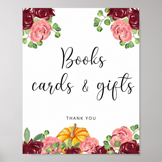 Kort och gåvor av vattenfärgspumpa blommigt bokar poster (Framsidan)