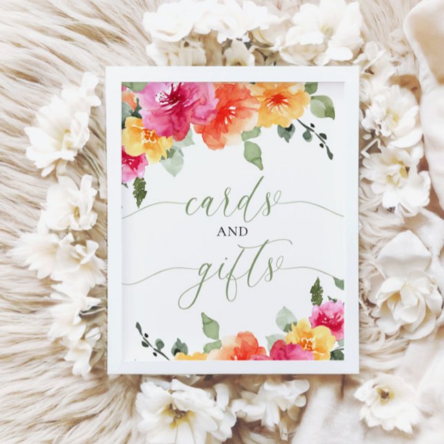 Kort och gåvor, barndusch, färgstark, blommigt poster (Skapare uppladdad)