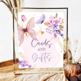Kort och gåvor Blommigt Butterfly Garden Rosa Girl Poster