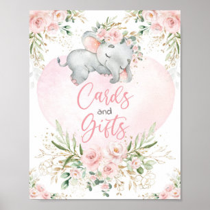 Kort och gåvor Blommigt Elephant Baby Shower Poster