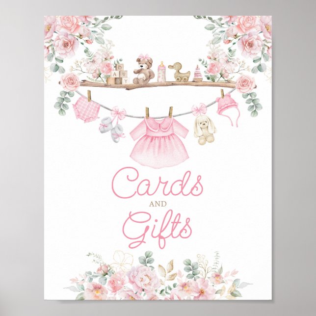 Kort och gåvor - Blommigt för Rosa Barnkläder Poster (Framsidan)