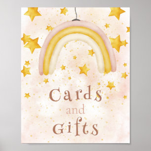 Kort och gåvor Boho-rainbow guld-stjärnans magiska Poster
