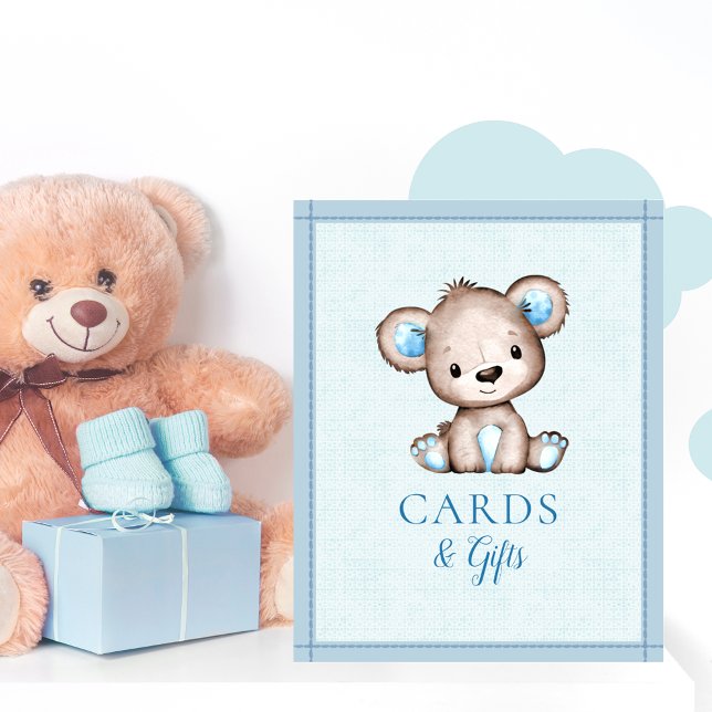 Kort och gåvor Bord Cute Brown Bear Baby Shower Poster (Skapare uppladdad)