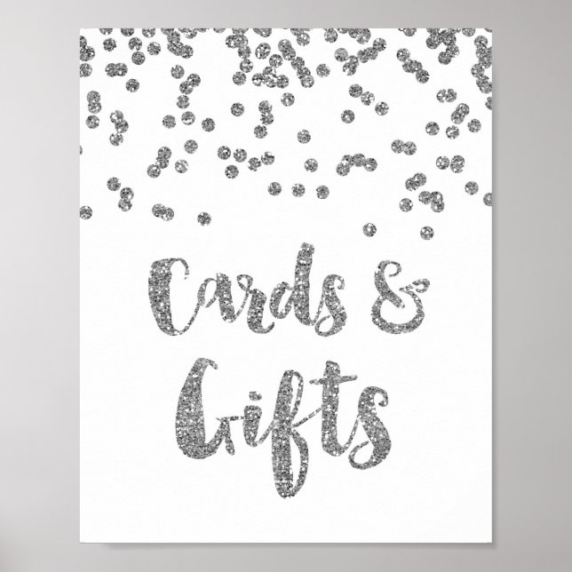 Kort och gåvor Bröllop Sign Silver Confetti Poster (Framsidan)
