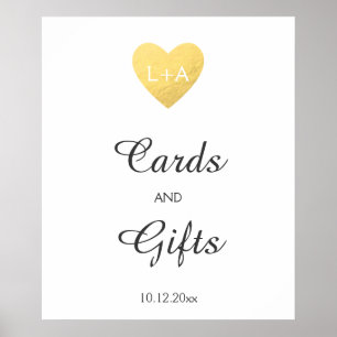 Kort och gåvor, Bröllop-tecken, faux guld-hjärta Poster