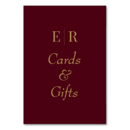 Kort och gåvor Burgundy Monogram Bord-tecken