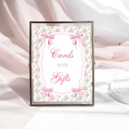 Kort och gåvor Elegant Rosa Coquette Bow Birthday Poster