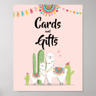 Kort och gåvor Fiesta Llama Baby Shower-skylt Poster