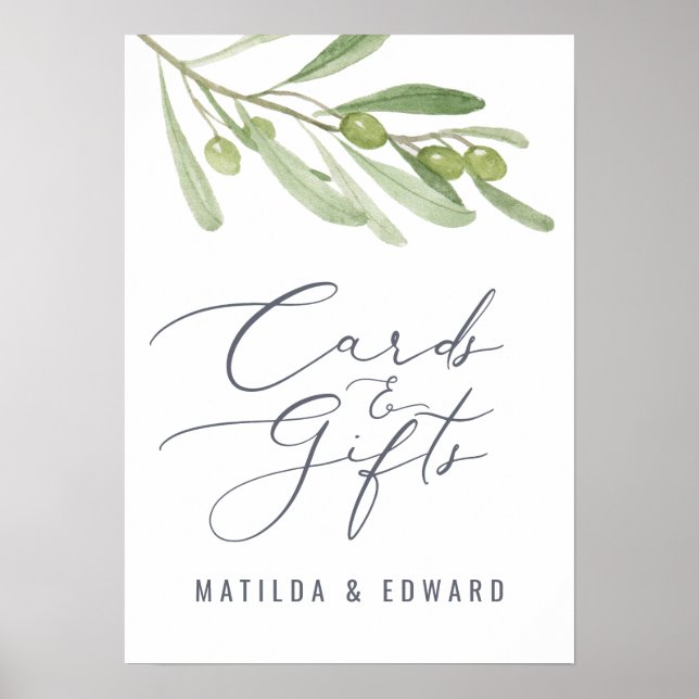 Kort och gåvor för bröllop med vattenfärg poster (Framsidan)