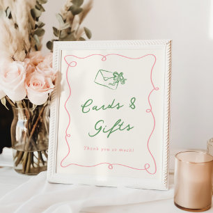Kort och gåvor för Rosa och Grönt i Hand plockade Poster