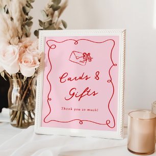 Kort och gåvor för Rosa och Röda kort i Hand plock Poster