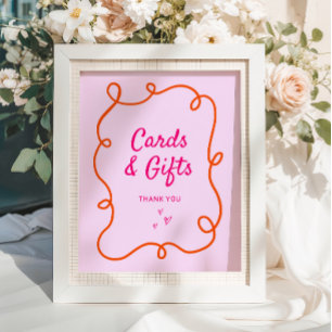 Kort och gåvor för rosa Orange Poster