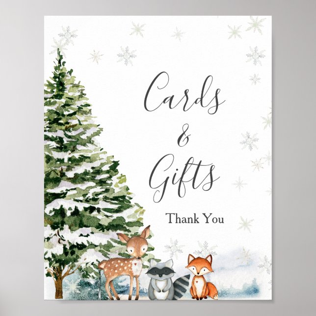 Kort och gåvor för vinter-Snöflingor Poster (Framsidan)