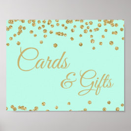 Kort och gåvor Guld Faux Glitter Confetti Mint Poster