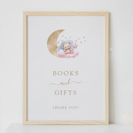 Kort och gåvor Guld Måne Stars Baby Shower-skylt Poster