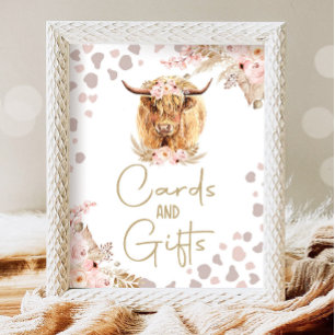 Kort och gåvor - Hölander Cow Boho Farm Birthday Poster
