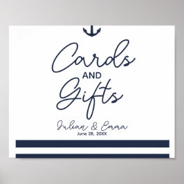 Kort och gåvor nautiska bröllop-tecken (blått) poster
