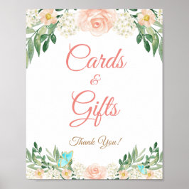 Kort och gåvor -  Peach Blommigt Bröllop-tecken Poster