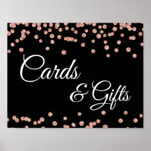 Kort och gåvor Ro Guld Glitter Konfetti Black Poster