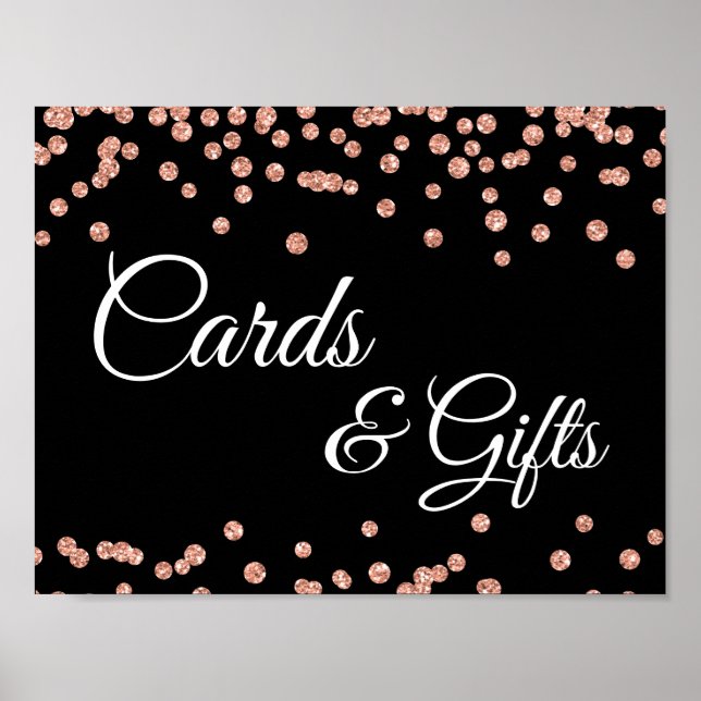 Kort och gåvor Ro Guld Glitter Konfetti Black Poster (Framsidan)