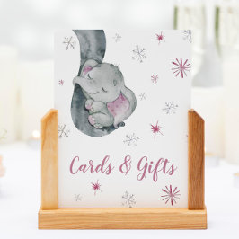 Kort och gåvor Rosa Elephant Girl Baby Shower-skyl Poster