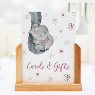 Kort och gåvor Rosa Elephant Girl Baby Shower-skyl Poster
