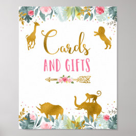 Kort och gåvor Rosa Guld Safari Birthday Sign Poster