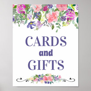 Kort och gåvor Rosa och Blommigt av vattenfärg Poster