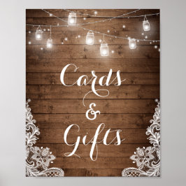 Kort och gåvor | Rustic Wood String Ljus Poster