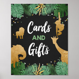 Kort och gåvor Safari Animals Guld Födelsedagsfest Poster