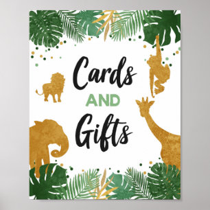 Kort och gåvor Safari Animals Guld Födelsedagsfest Poster