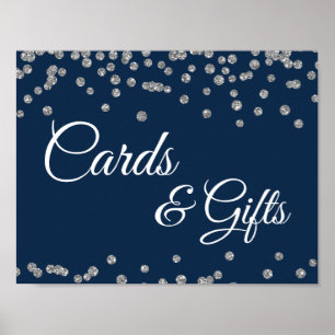 Kort och gåvor Silver Faux Glitter Confetti-flotta Poster