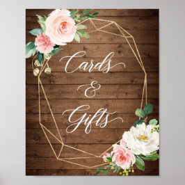 Kort och gåvor Skriv Rustic Wood Geometric Blommig Poster
