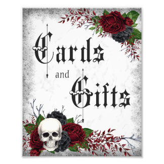 Kort och gåvor, Skull och Ro, Gothic Bröllop Fototryck