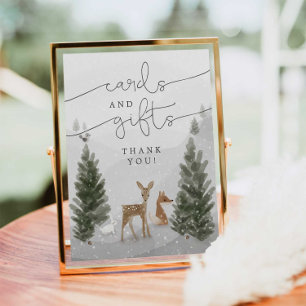 Kort och gåvor - skylt Winter Boho Woodland Shower