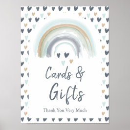 Kort och gåvor - skyltblått regnbåge för babyskor poster