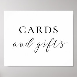 Kort och gåvor. Svart och vitt bröllop-tecken Poster