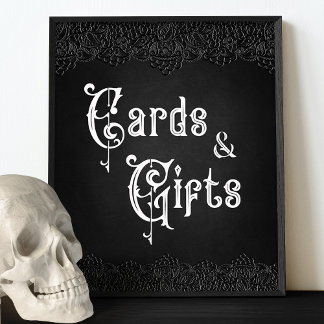 Kort och gåvor, svart, Snöre-gotik Bröllop Bord-te Poster