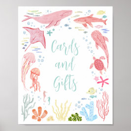 Kort och gåvor under havsdjurens tecken poster