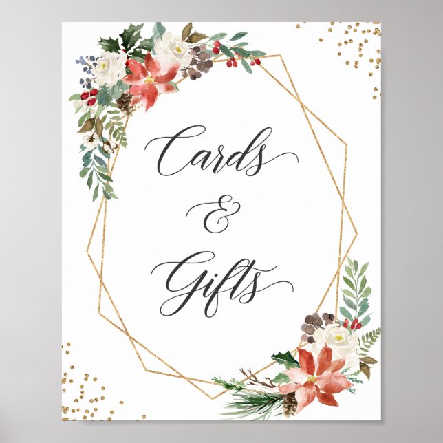 Kort och gåvor Underteckna Blommigten Juli Poinset Poster (Framsidan)