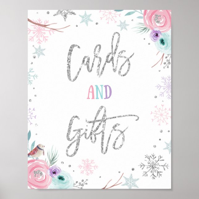 Kort och gåvor Winter Onederland Girl Birthday Poster (Framsidan)