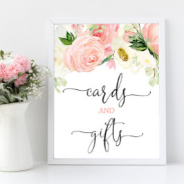 Kort och gåvskylt rosa guld elegant blommigt poster