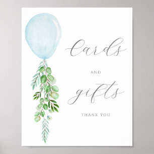 Kort och Gift-skylt Blue Balloon Boy Shower Poster