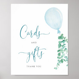 Kort och Gift-skylt Blue Balloon Boy Shower Poster