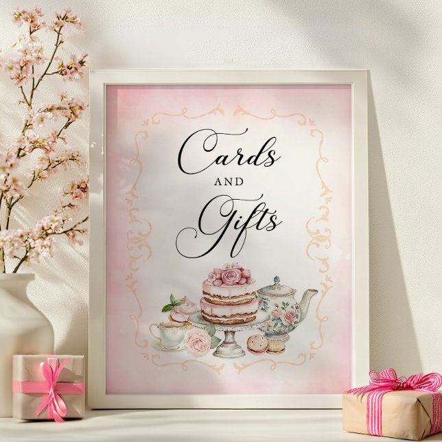 Kort och Möhippa - Tea Party Poster (Cards & Gifts Sign)